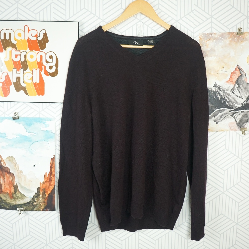 Calvin Klein Merino Wool V-neck Sweater XL
